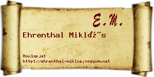Ehrenthal Miklós névjegykártya